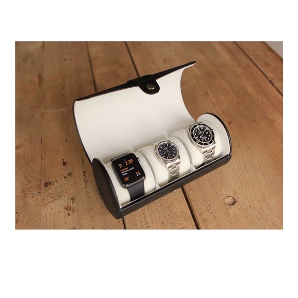 Other - Luxury Automatic Watch Winder Black Leather Display Case Glass Top